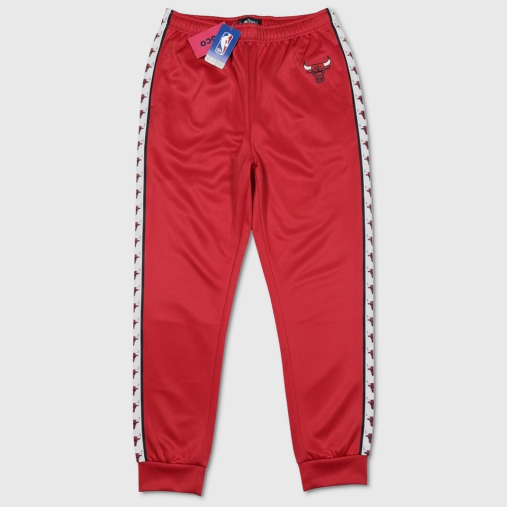 FOCO NBA Chicago Bulls Logo Stripe Track Pants / Joggers - NWT Mens XL #47978-L5